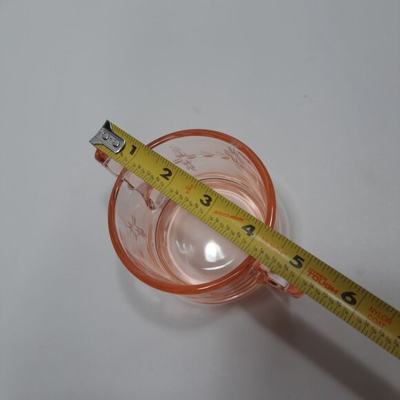 Pink Depression Double Handled Open Sugar Bowl Etched Floral Decor 30s Vintage - Picture 9 of 10